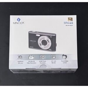 Minolta MND23 Selfie-Shot 4K Ultra HD 48MP Digital Camera Black 128GB Bundle
